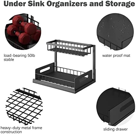 Под организатори и складирање на мијалникот - Зејло Метал 2 Ниво на Rustproof под складирање на кабинет - Организатор на мијалник за