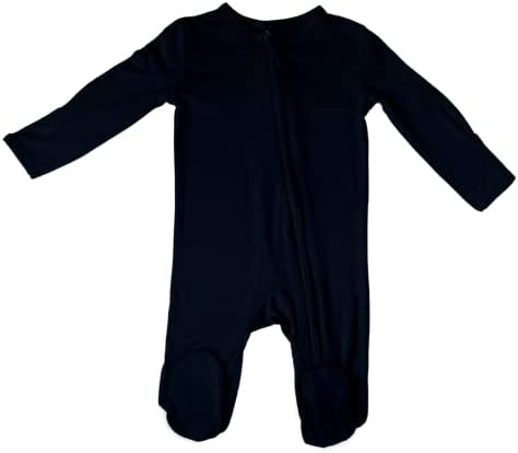 Мелроус бебе бамбус пижами, двонасочно затворање на поштенски патенти, црни подножје на унисекс