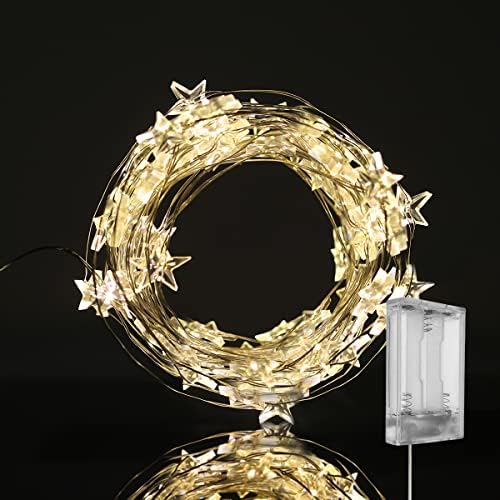 Dunsihui DIY Starвезда Божиќна самовила LED стринг светла со лилјак со лилјаци со напојување од 20-тина/60 LED диоди/мека бела светлина за декорација