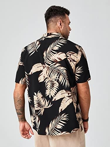 NIBHZ облека со две парчиња за мажи мажи тропски кошула за печатење и шорцеви