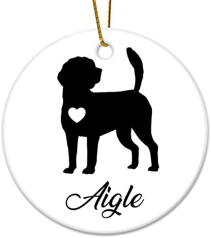 Животинско милениче куче сопствено име обичај керамички Божиќ украс сувенир со две странични печатени 3in смешни кружни порцелански украс