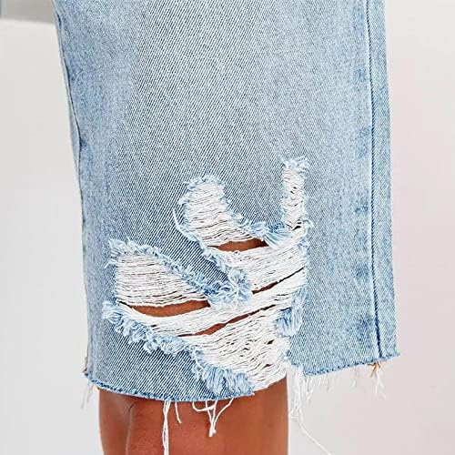 Женски тексас шорцеви со средно растојание и искината дупка измиени потресени фармерки од шорцеви од Бермуда