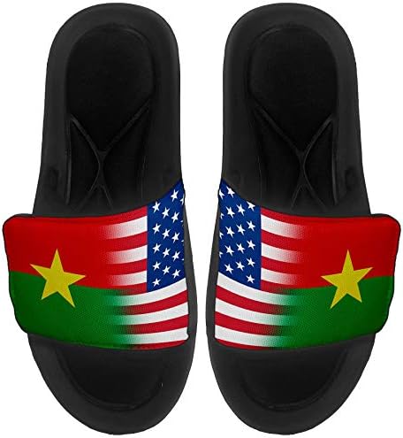 ExpressItbest Pushioned Slide -On сандали/слајдови за мажи, жени и млади - Знаме на Буркина Фасо - Буркина Фасо знаме