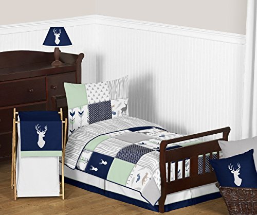 Вграден креветче за креветчиња за морнарица сина, нане и сиво дрво за бебиња/дете за постелнина за постелнина - морнарица сина