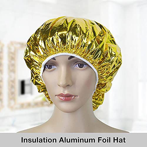 Туш капа за топлинска изолација алуминиумска фолија капа еластично капаче за капење за жени салон за коса бања-среда