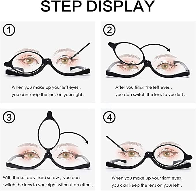 JO 2 пакет шминка ротирачки леќи за читање очила Зголемувачки женски козметички сочини очила