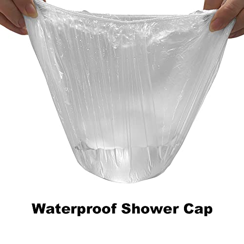 100 парчиња капачиња за туширање, пластична чиста капа за коса за бања и за еднократна употреба водоотпорни капачиња за бања со еластична