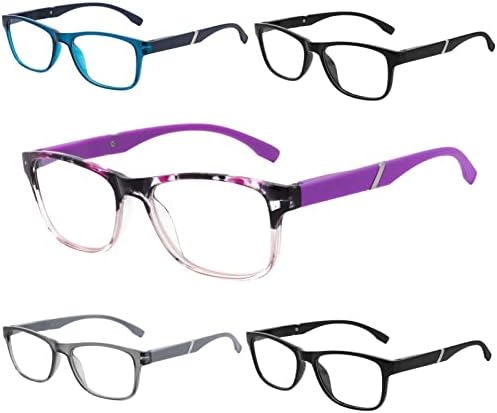 Очила за читање на сина светлина TISMAC за жени со 5 пакувања за очила за очила за читатели