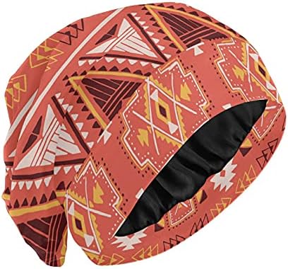 Череп капа за спиење Работа капа за капакот на капачињата за жени шарени боемски портокал есенски триаголник карирано племенско капаче