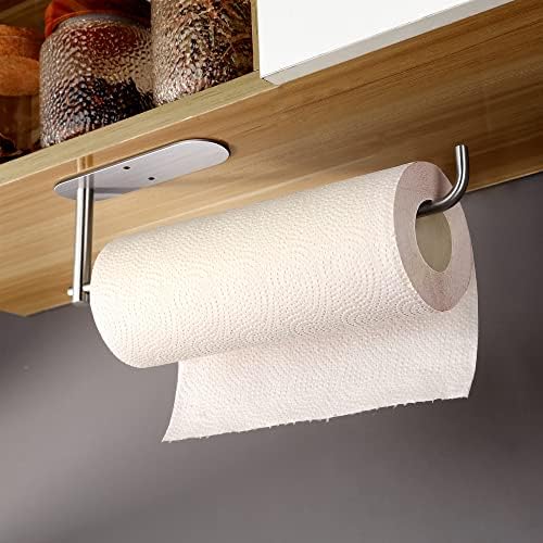 Држач за крпи за хартија Јиги под кабинетот за монтирање +куки за пешкир/кука за бања за кујнски стап на wallиден не'рѓосувачки челик