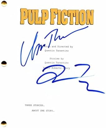 Quentin Tarantino & Uma Thurman потпишаа Autograph Pulp Fiction Full Movie Script - Arraring: Samuel L Jackson, Uma Thurman & Bruce Willis