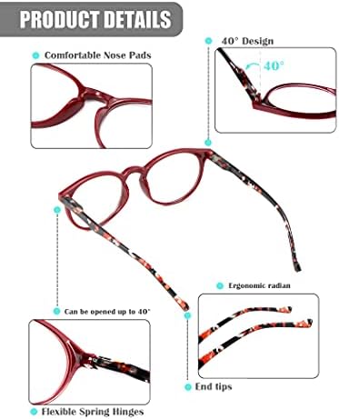 MDee Очила За Читање 3 Пакет Жени Класици Тркалезна Сина Светлина Блокирање На Читателите Очила Дами Пролет Шарки