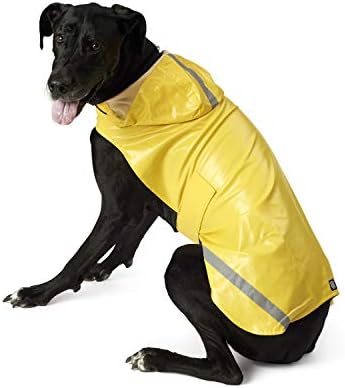 Petrageous 8403YXXL London London Slicker Water Rellent Dog Raincoat со кучиња поводник што се отвора 28-инчен долга лесна јакна