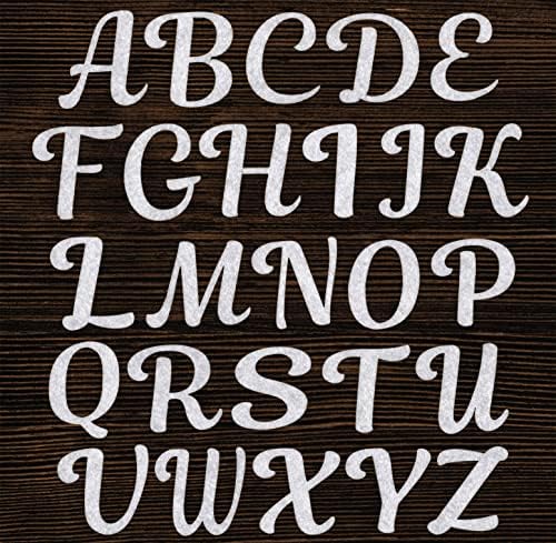 Cursive Letter Patch 26 парчиња комплет, железо на букви за облека, скрипта што се чувствуваше железо на закрпи букви, комплет ги вклучува сите