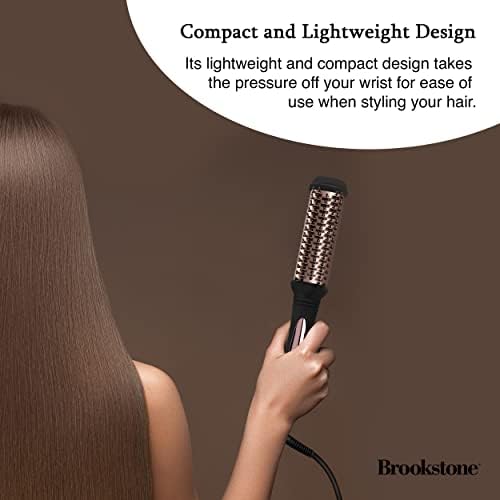 Brookstone Powershine Pro Hot Brush - Професионална четка за фен за коса со оценка со анти -скалд дизајн на влакната