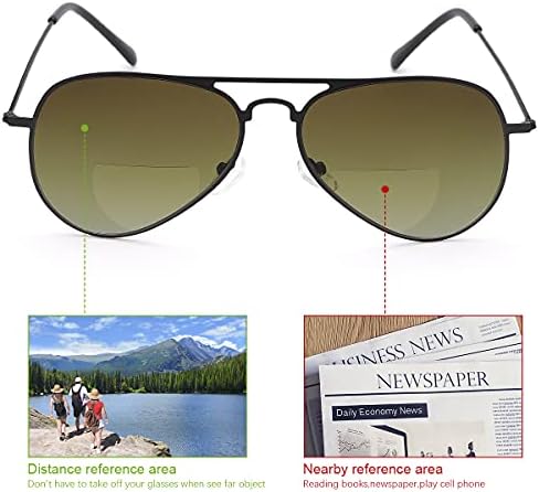 Девирлд 2 Пара Бифокални Очила За Читање Анти-Сина Светлина УВ400 Заштита Авијатичар Сонце Читач За Мажи Жени Лесни Очила