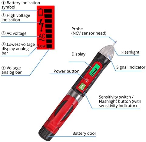 Camway 5pcs 2in1 1-8S тестер за напон на батеријата, RC аларм за низок напон+детектор на напон на наизменична струја, пенкало за