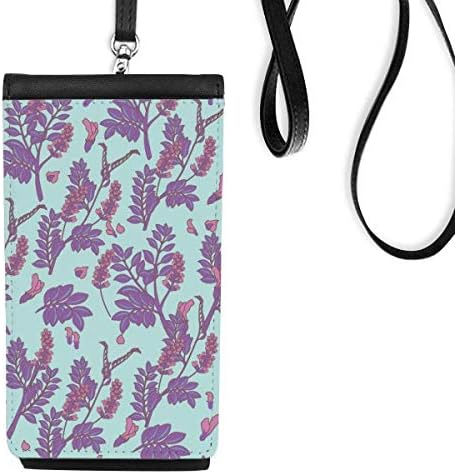 Цвеќиња сликаат лаванда телефонски паричник чанта што виси мобилна торбичка црн џеб