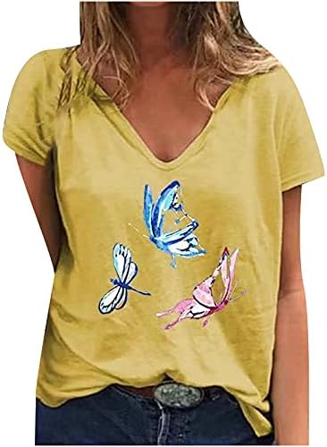 Кошули за жени летни маици жени кои печатат маица со кратки ракави со кратки ракави за кратки ракави на женски врвови на женски врвови