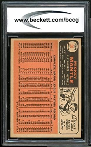 1966 Topps 50 Mickey Mantle Card BGS BCCG 8 Одлично+