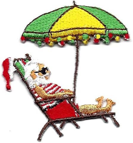 Дедо Мраз на плажа столче на лепенка Божиќ Дедо Мраз
