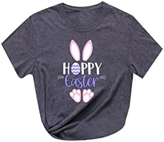 Бофета среќни Велигденски кошули за жени слатки печатени зајаци уши графички обични врвови