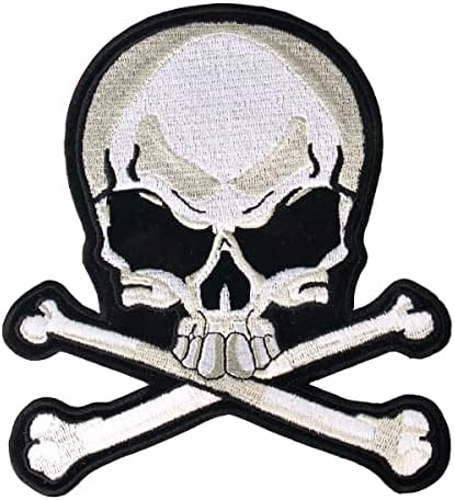 Череп и коски, лепенка - череп со вкрстени коски висока конец на железо запечатена запечатена поддршка за шиење на велосипедизам