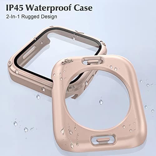 2-во-1 IP45 Солиден Водоотпорен Случај Компатибилен за Apple Watch 41mm Серија 8 7 Заштитник На Екранот, Преден &засилувач; Заден