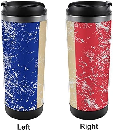 Франција знаме гроздобер чаши за патување со кафе со капаци изолирани чаши од не'рѓосувачки челик двојно wallидно шише со вода