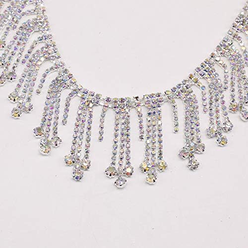 Fabrichouse 1yard Rhinestone Chain Bridal Bidedtrim Fringe Gold Crystal Ab Applique Silver