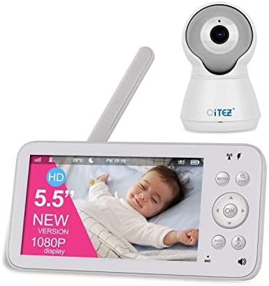 Оитез Бебе Монитор Со Камера И Аудио, 5.5 Бебе Монитор Камера 1080p, Ноќно Гледање, 2 Начин Аудио, Далечински Пан-Навалување Камера, Собна
