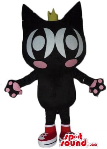 Spotsound Малиот принц црна мачка цртан филм лик маскота нас костум