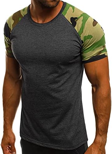 Маица маица маица кратки ракави камуфлажа Редовно вклопување воен врвен армиски стил на вратот на вратот маички за вежбање во салата