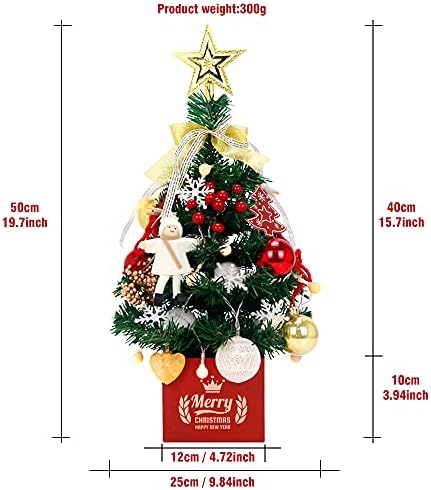 Десктоп Елка, Вештачко Мини Божиќно Дрво Од 19,7 инчи, Совршена Божиќна Декорација За Маса, Биро И Шалтер