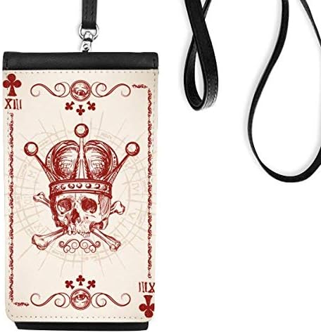 Клубови Црвена круна Скелет за покер картичка за покер Телефонска чанта чанта што виси мобилна торбичка црн џеб