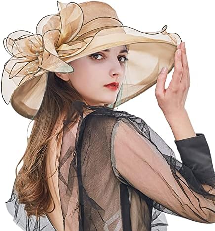 Женски летен фустан капа широк лист цвет невестински туш капа Сонце капи на плажа капа женски сончања