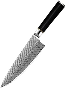 Нож за готвач Tinor, 8 -инчен професионален кујнски нож, остри 67 слоеви од челик Дамаск, ергономски дизајн, јапонски нож за готвење, подарок