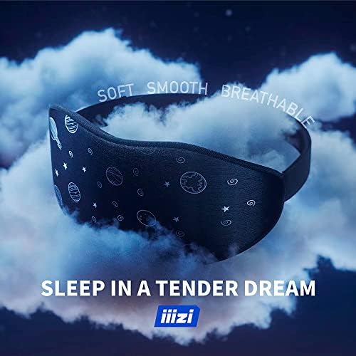 Iiizi маска за спиење за жени мажи, 3Д маска за очи за спиење, слепи за патни јога дремки, црно