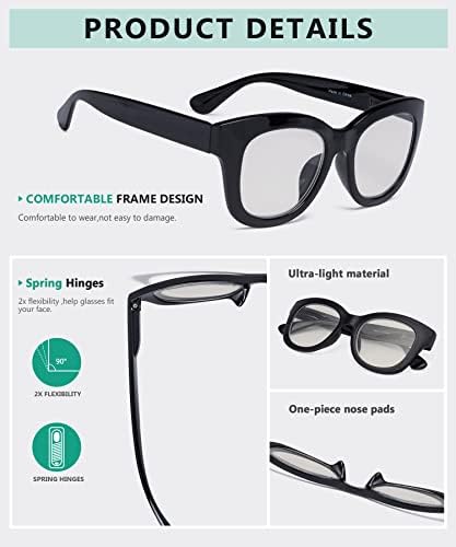 Очила 4-Пакет Преголеми Прогресивни Мултифокус Очила За Читање Жени Сина Светлина Блокирање Без Линија Трифокални Читатели