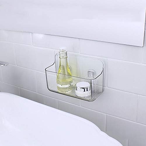 UXZDX CUJUX полица за туширање, чиста пластика за бања без дупчење wallид што виси организаторски полици за складирање со силна чаша