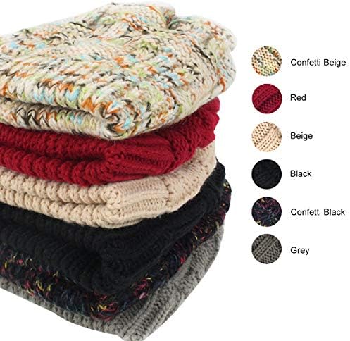 Шапка од конска опашка - Womenените плетени зимски капачиња за шипки за шишиња, носена капа, неуредна пунџа, кабел за плетенка, плетено топла