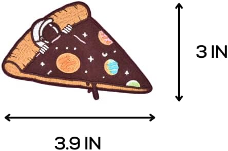 4 парчиња железо на закрпи за облека - астронаут спиење во тема за пица везено железо на закрпи за облека, ранци, фармерки, кошула, јакна, фустан, капа, торба, обичај де