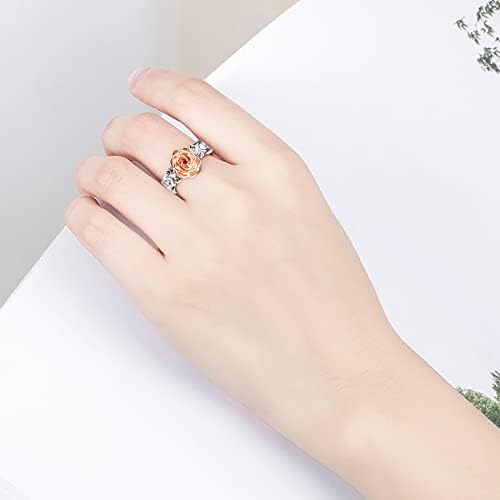 Womenените ветуваат прстен од розово прстен свадба, жени, електронски антички ангажирани ангажмани со цвет, накит подароци гроздобер