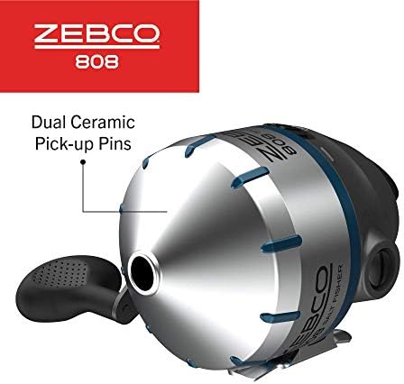 Zebco 808 солена вода Спинкаст риболов ролна, капакот на ролна од не'рѓосувачки челик со вметнување ABS, Quickset Anti-Reverse and Bute