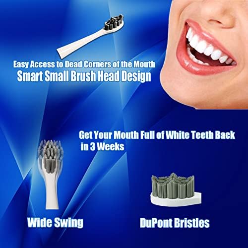 RichFevyfs WS -7008 Sonic електрична четка за заби - Компактен дизајн, 8 глави за замена, 6 режими, IPX7 водоотпорен, комплет за патувања,