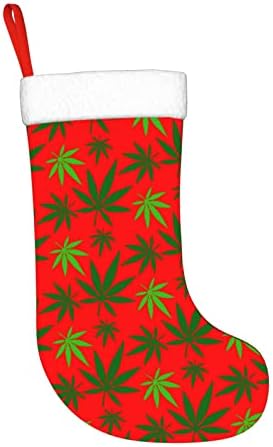 Cutedwarf марихуана лист Кристама чорапи Божиќни украси на дрво Божиќни чорапи за Божиќни празнични забави подароци 18-инчи