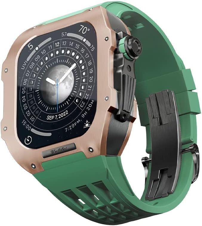 ФАНТАСТИЧНА Гумена Лента Титаниумска Рамка за Apple Watch 6/5/4/SE Apple Mod Гледајте Додаток За Замена На Титаниум Луксузен Случај Компатибилен