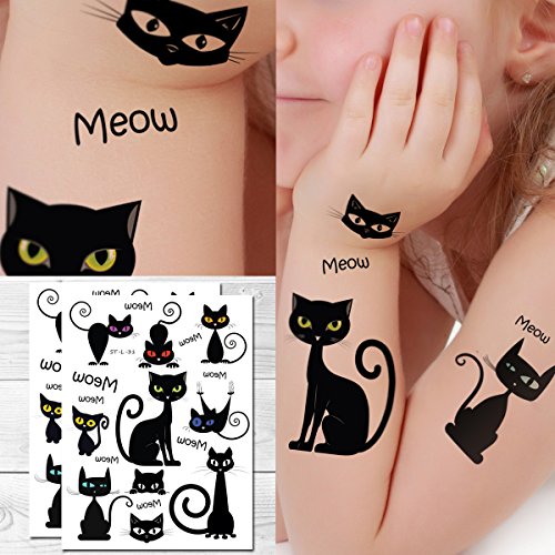 Superb® Привремени Тетоважи-Црни Слатки Мачки