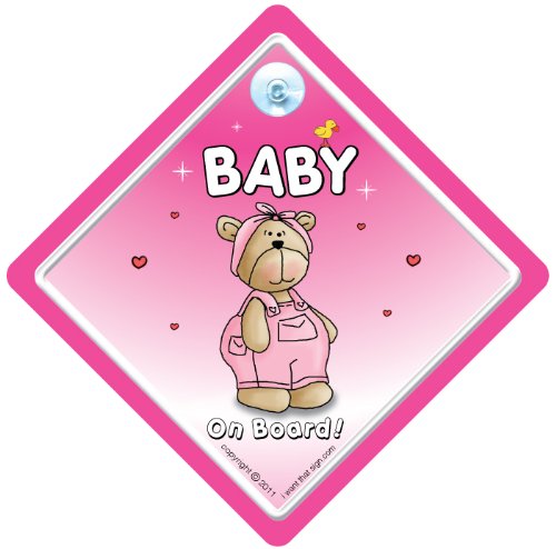 Бебе iwantthatsign.com Бебе на знак за автомобил, внука на бродот, розова мечка, бебе на бродот, бебе на знак за автомобил