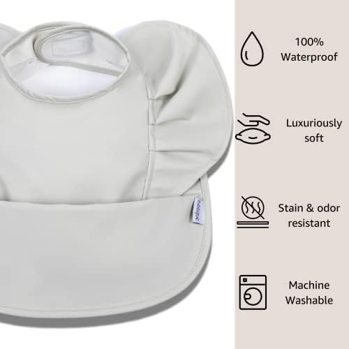 Бибтик Смок Бибс за бебиња 6-24 месеци - 2 пакувања - водоотпорни биб со џеб - хаос доказ за јадење биб - отпорни на дамки и машини за миење